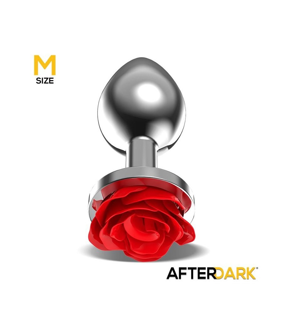 Plug Anal en metal avec rose rouge et la Base taille M