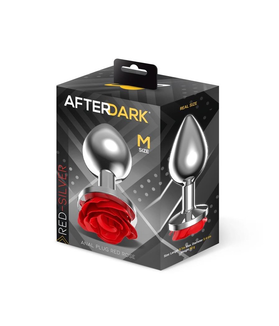 Plug Anal en metal avec rose rouge et la Base taille M
