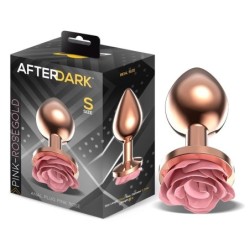 Plug Anal en metal Oro rose avec rose rose sur la Base taille S