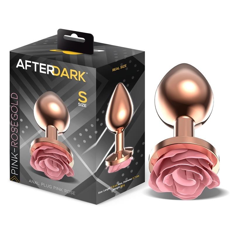Plug Anal en metal Oro rose avec rose rose sur la Base taille S
