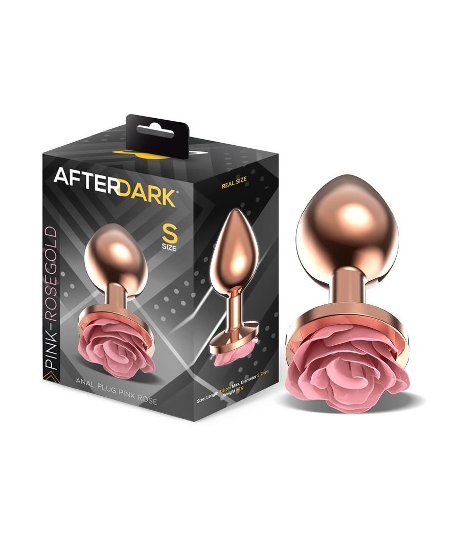 Plug Anal en metal Oro rose avec rose rose sur la Base taille S