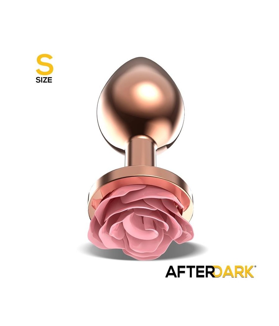 Plug Anal en metal Oro rose avec rose rose sur la Base taille S