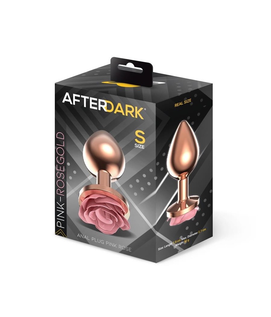 Plug Anal en metal Oro rose avec rose rose sur la Base taille S