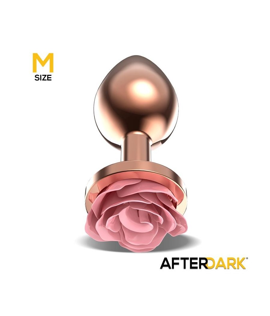 Plug Anal en metal Oro rose avec rose rose sur la Base taille M