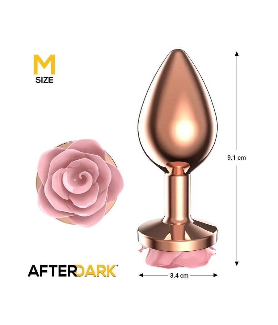 Plug Anal en metal Oro rose avec rose rose sur la Base taille M