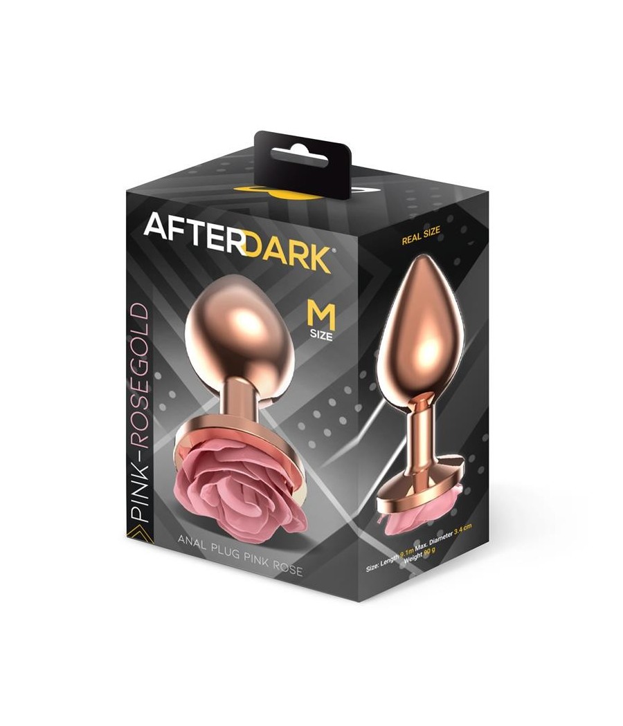 Plug Anal en metal Oro rose avec rose rose sur la Base taille M