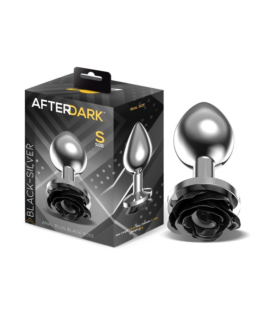 Plug Anal en metal avec rose noire sur la Base taille S