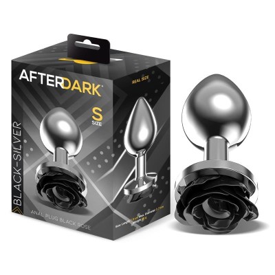 Plug Anal en metal avec rose noire sur la Base taille S
