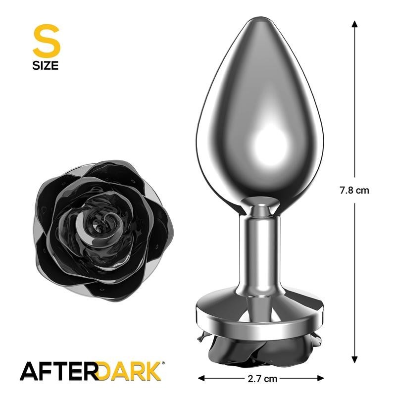Plug Anal en metal avec rose noire sur la Base taille S