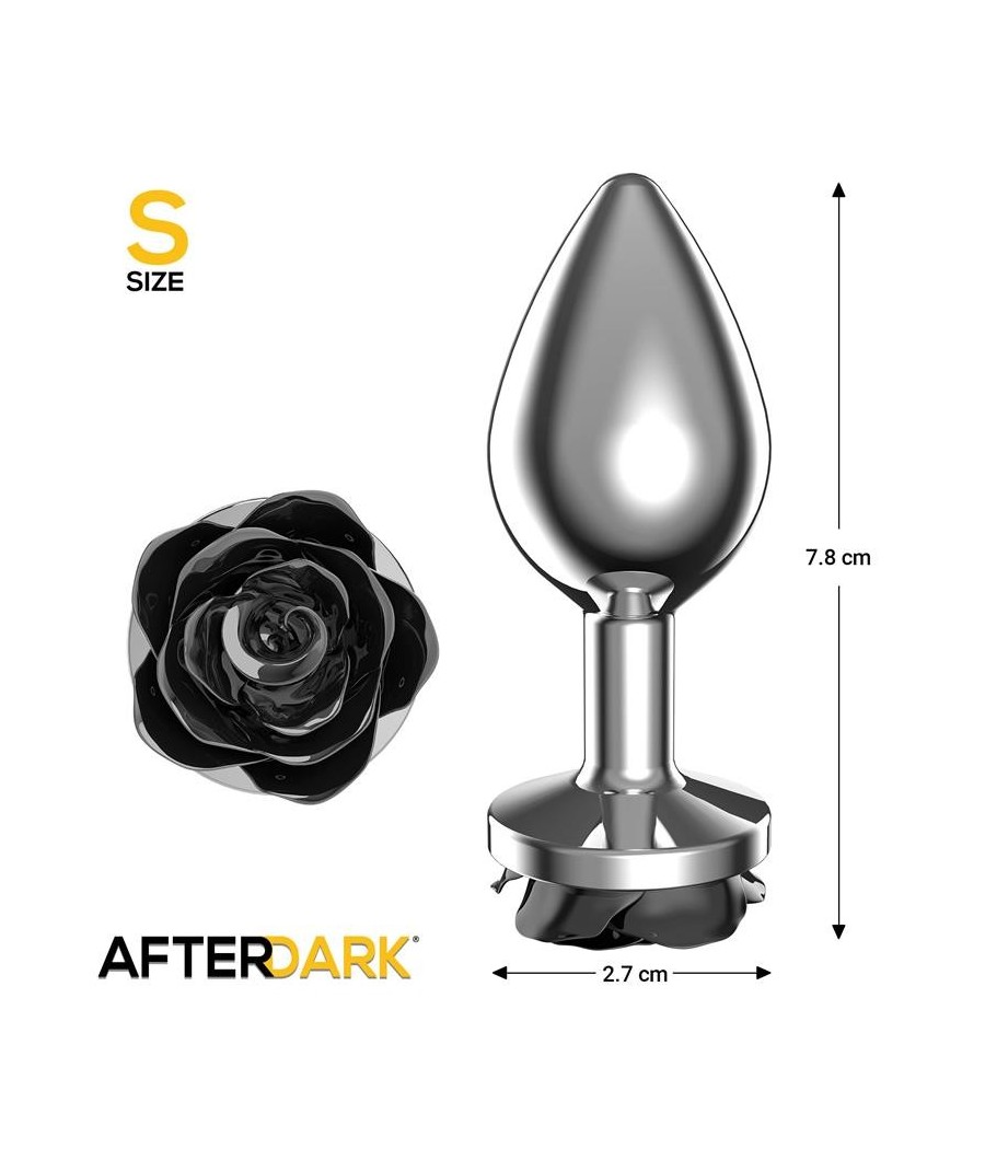 Plug Anal en metal avec rose noire sur la Base taille S