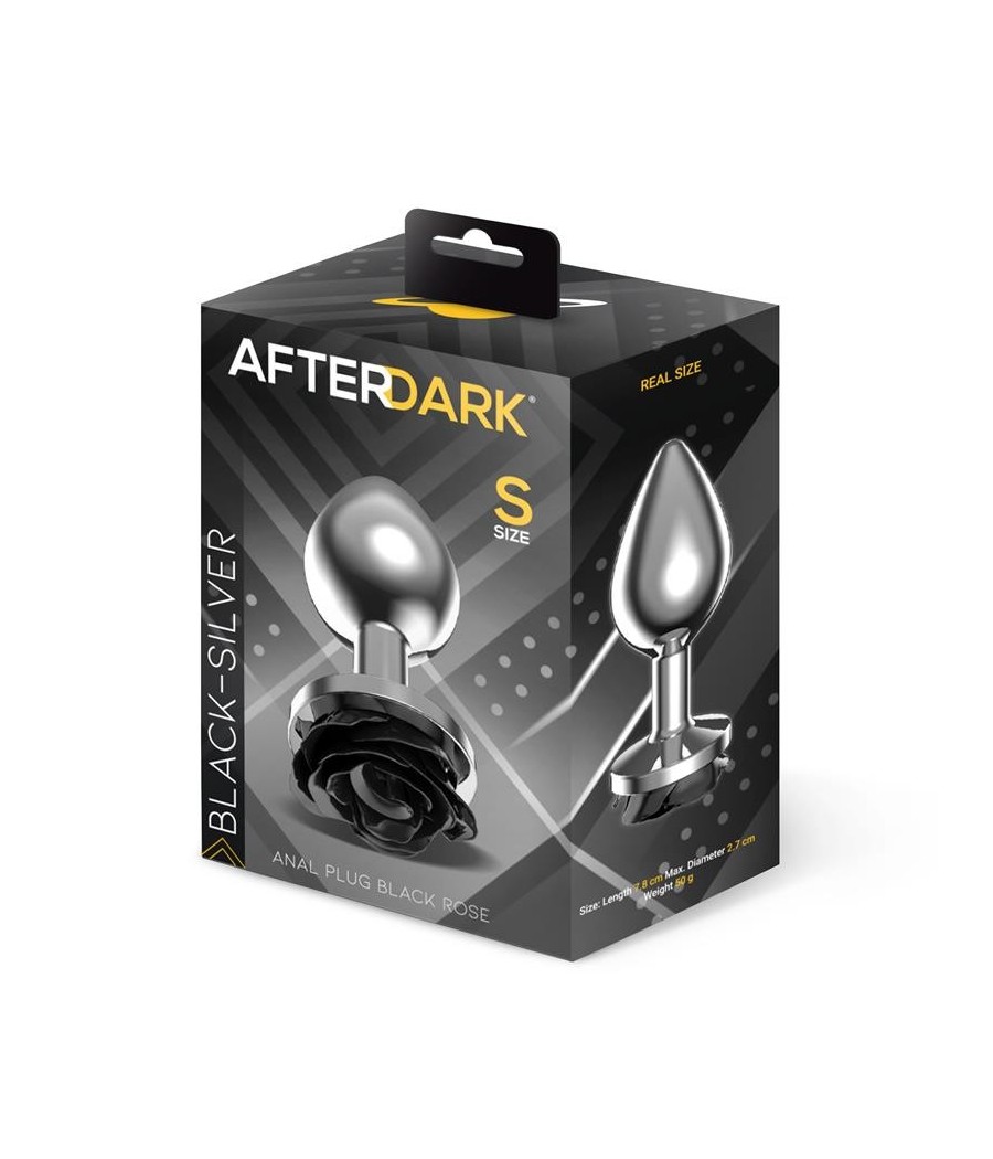Plug Anal en metal avec rose noire sur la Base taille S