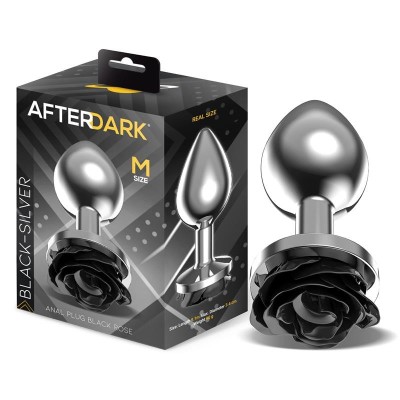 Plug Anal en metal avec rose noire et la Base taille M