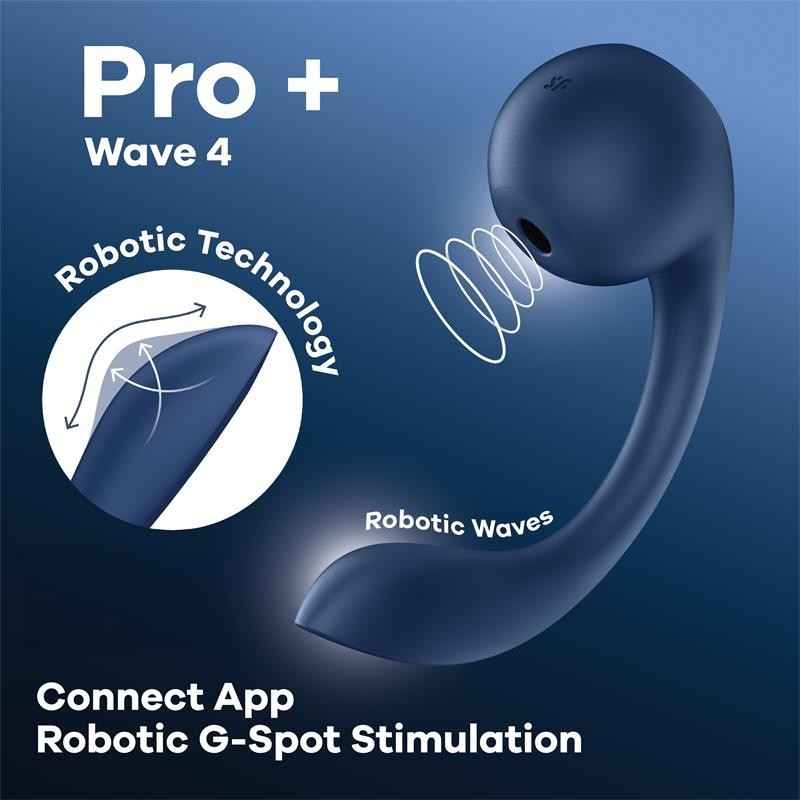 Pro+ Wave 4 Aspirateur avec application Satisfyer Connect Bleu foncé