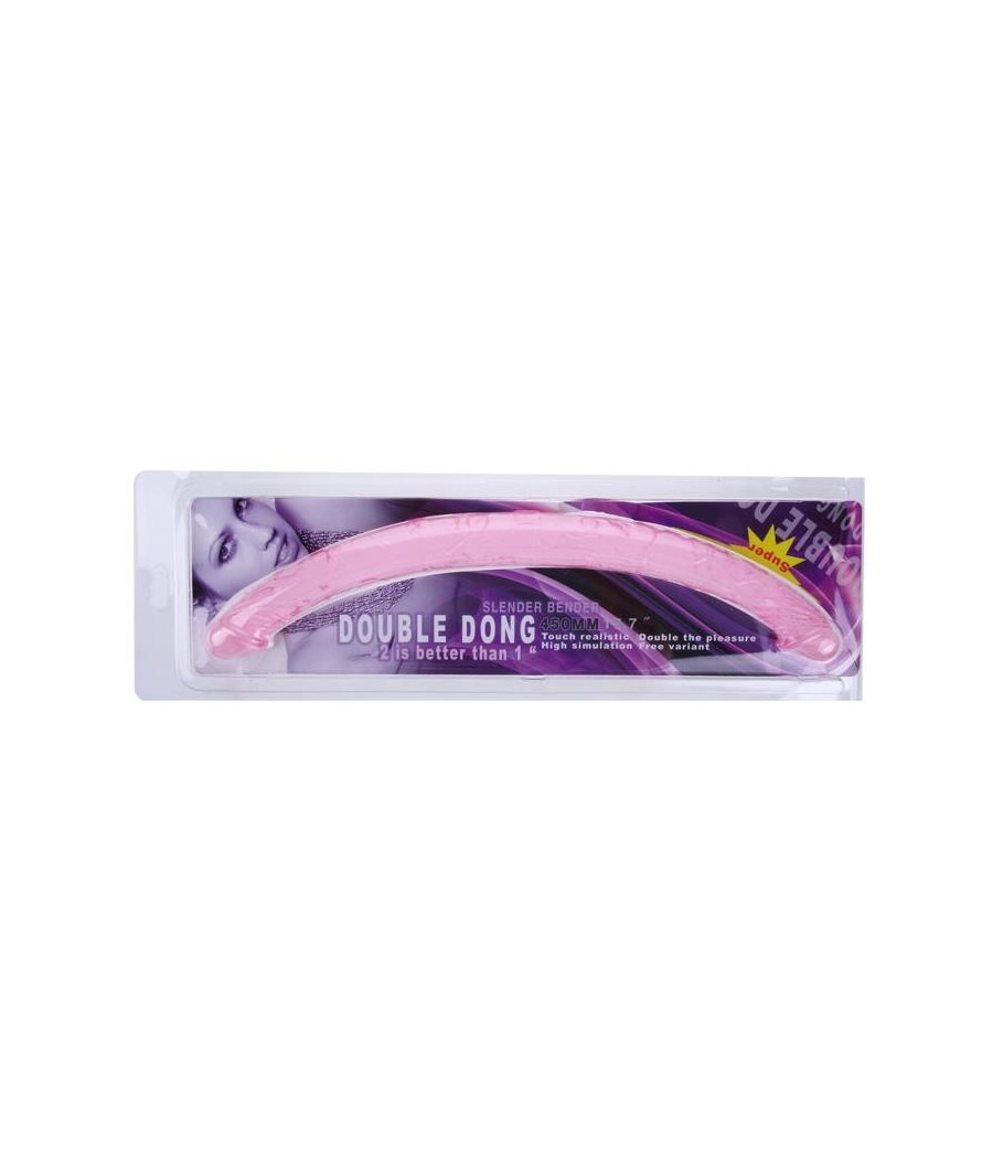 Gode Double Couleur Rose 44 cm