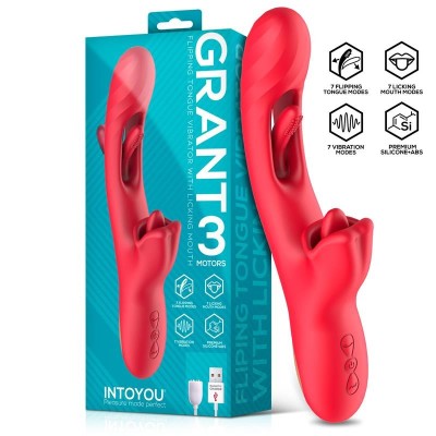 Grant Vibromasseur Double Stimulation Langue Rotative 360°