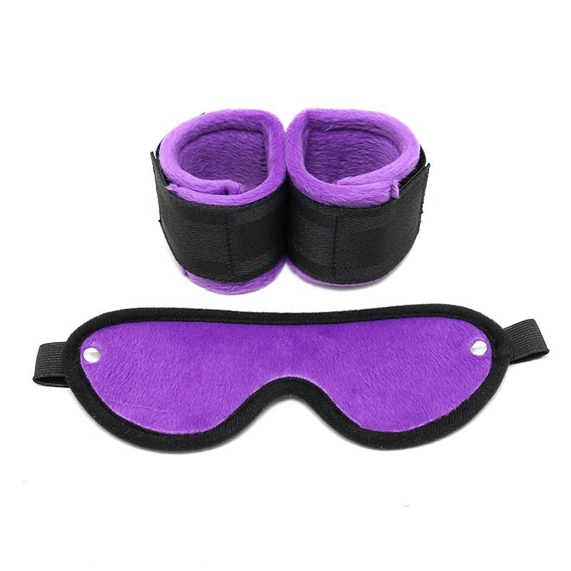 Rimba Bondage play menottes et masque réglables Couleur Violet