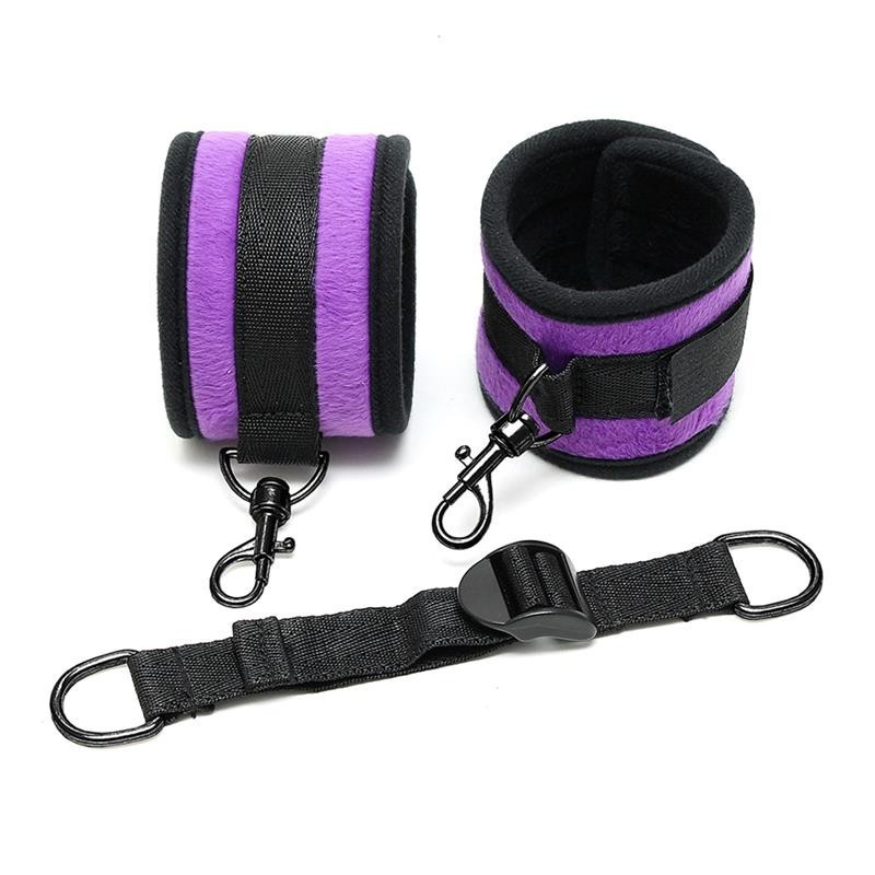 Rimba Bondage play menottes pour cheville avec laisse Elástica Couleur Violet