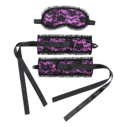 Rimba Bondage play menottes et masque style Burlesque couleur pourpre