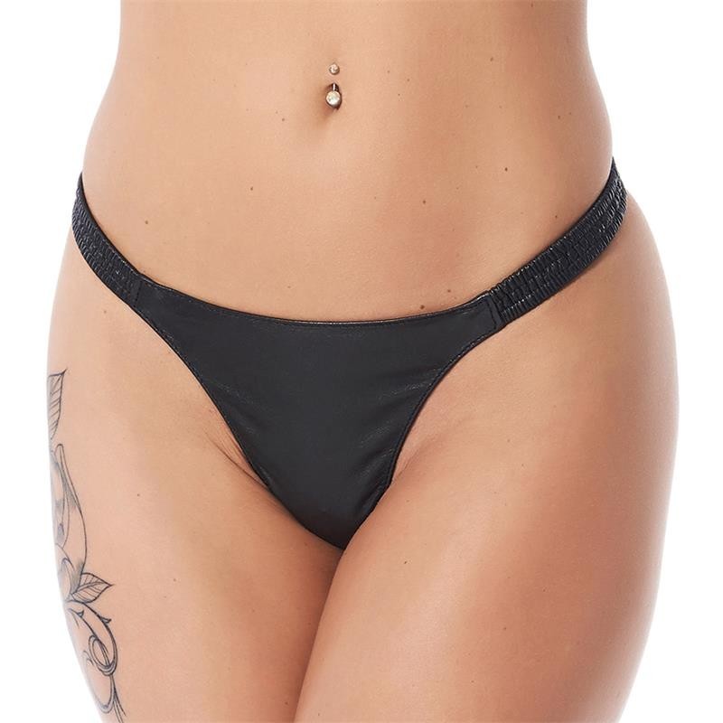 Rimba Bondage play Tanga Couleur Noir élastique