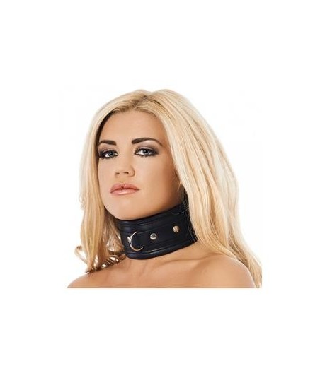 Collier large noir cuir