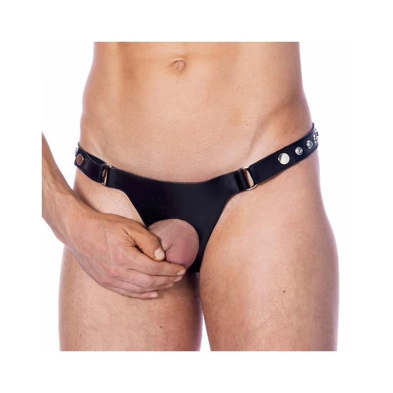Tanga en cuir reglable avec Ouverture