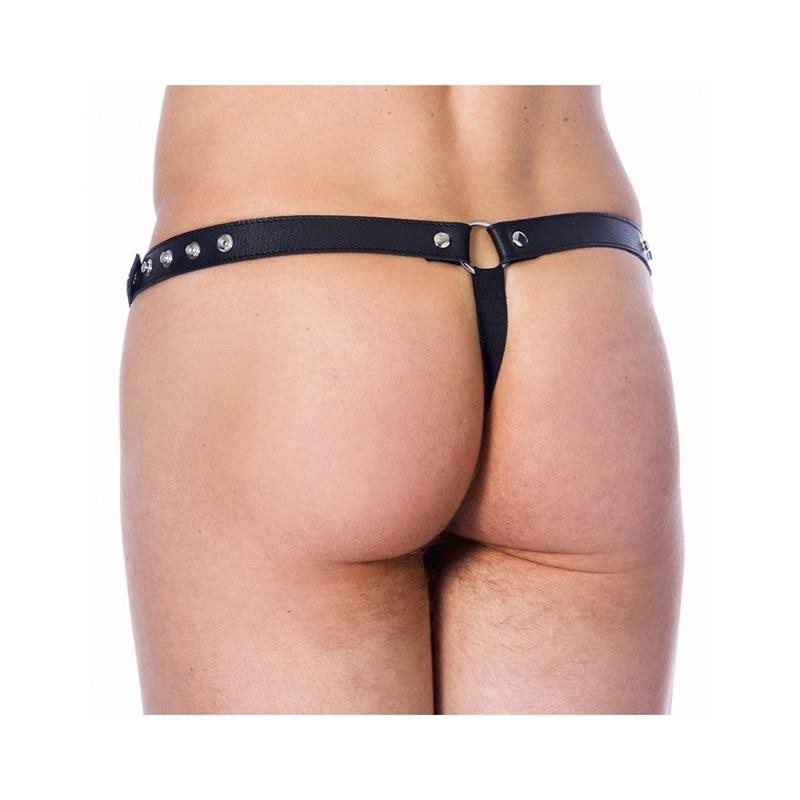 Tanga en cuir reglable avec Ouverture