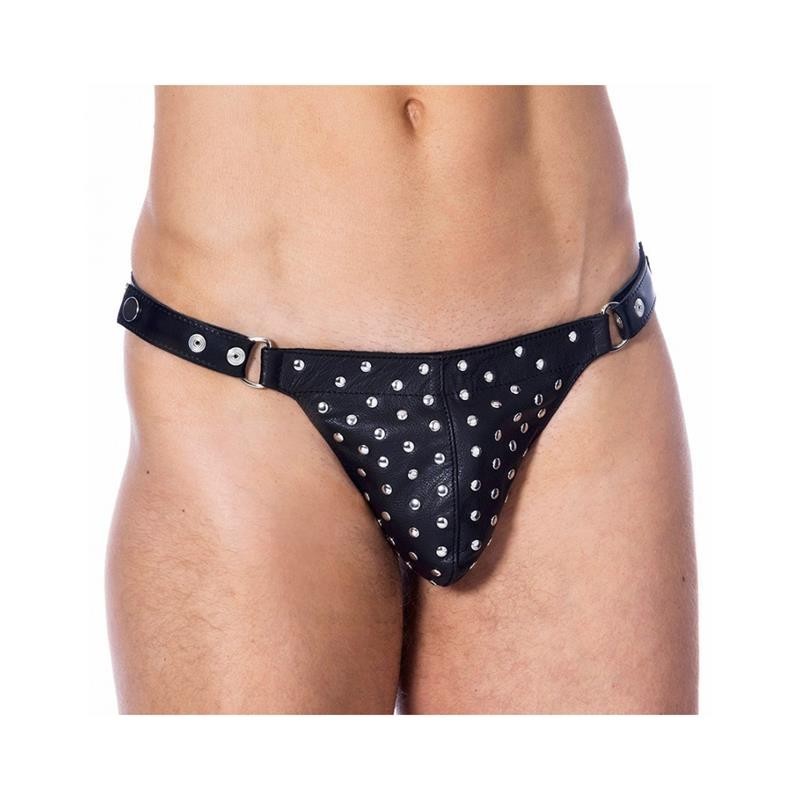 Tanga en cuir reglable avec Tachuelas