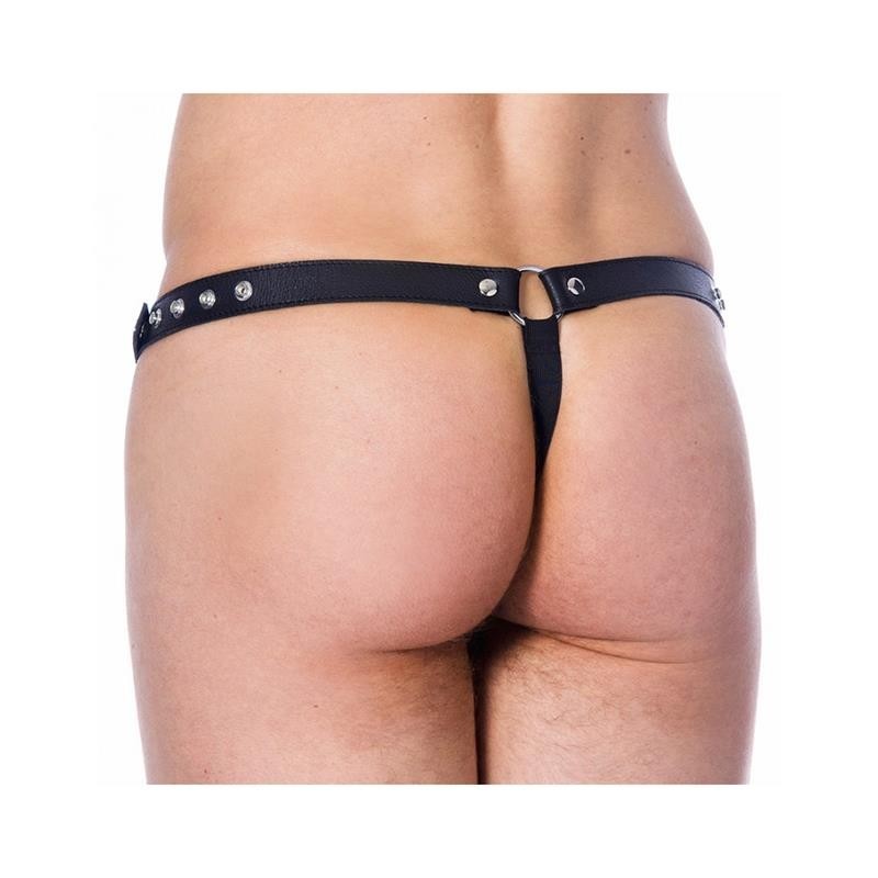 Tanga en cuir reglable avec Tachuelas