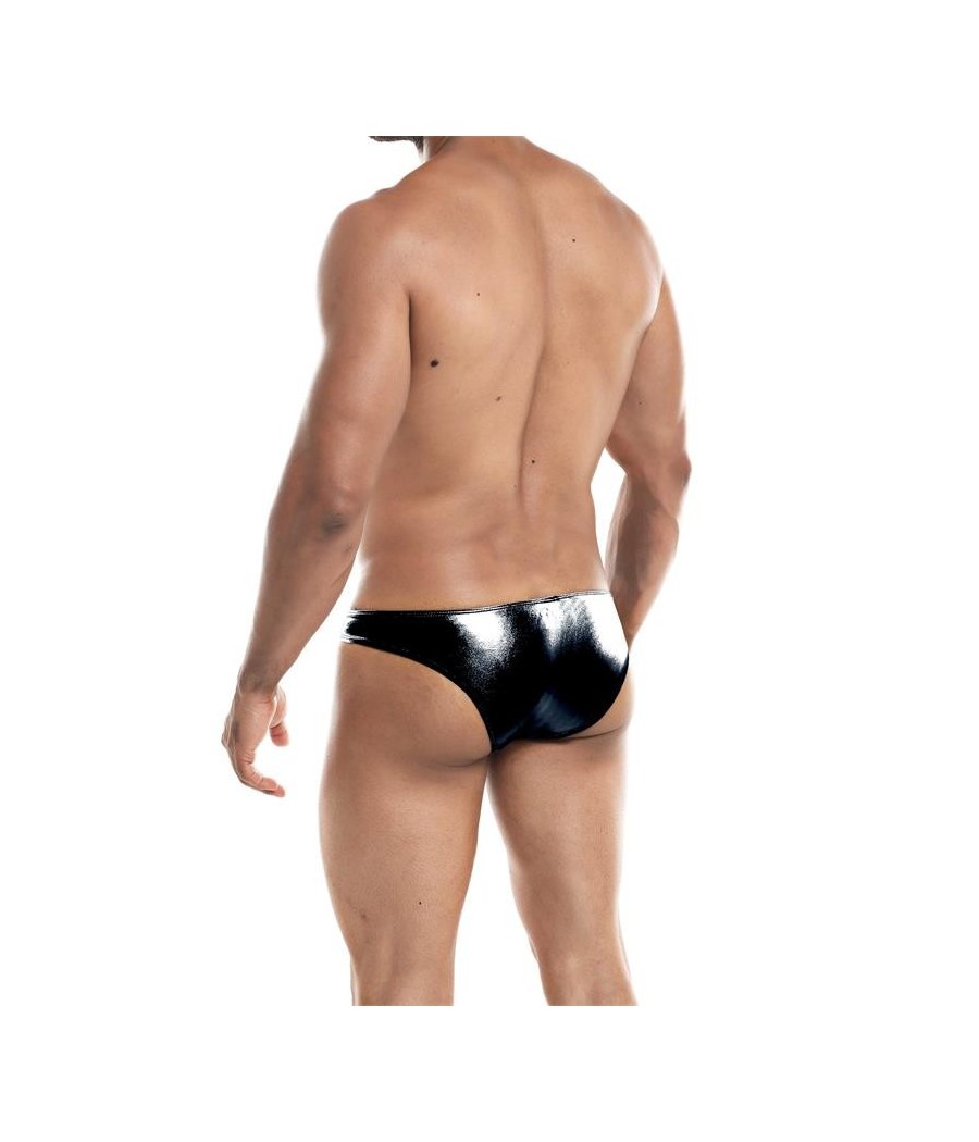 Slip Bikini coupe basse Provocatif noir Skaï