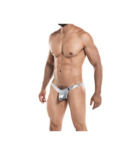 Tanga avec Push Up Provocatif argenté Skai