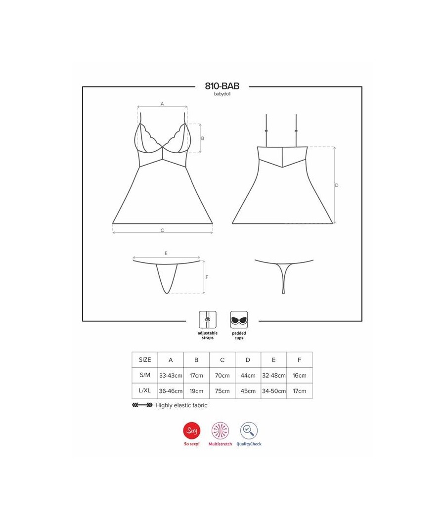 810-BAB-2 nuisette et Tanga Couleur Blanc
