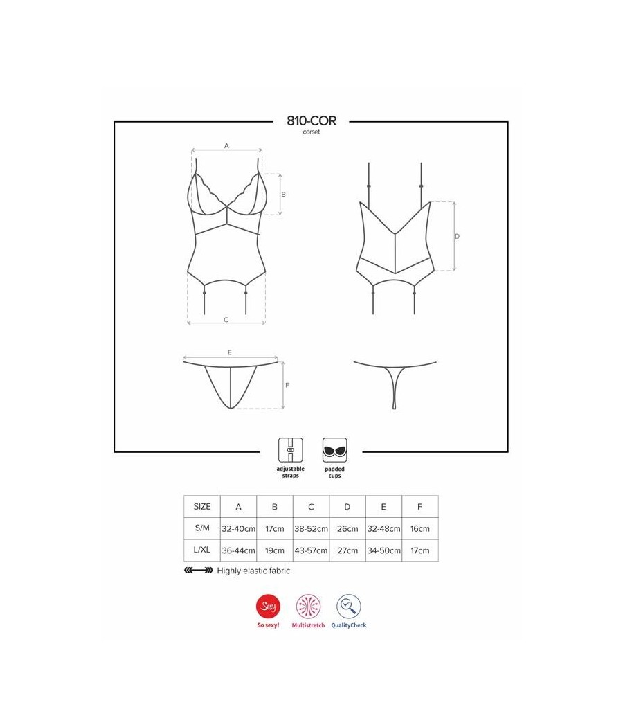 810-COR-1 Corset et Tanga Couleur Noir