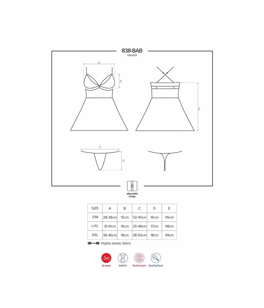 838-BAB-3 nuisette et Tanga Couleur rouge