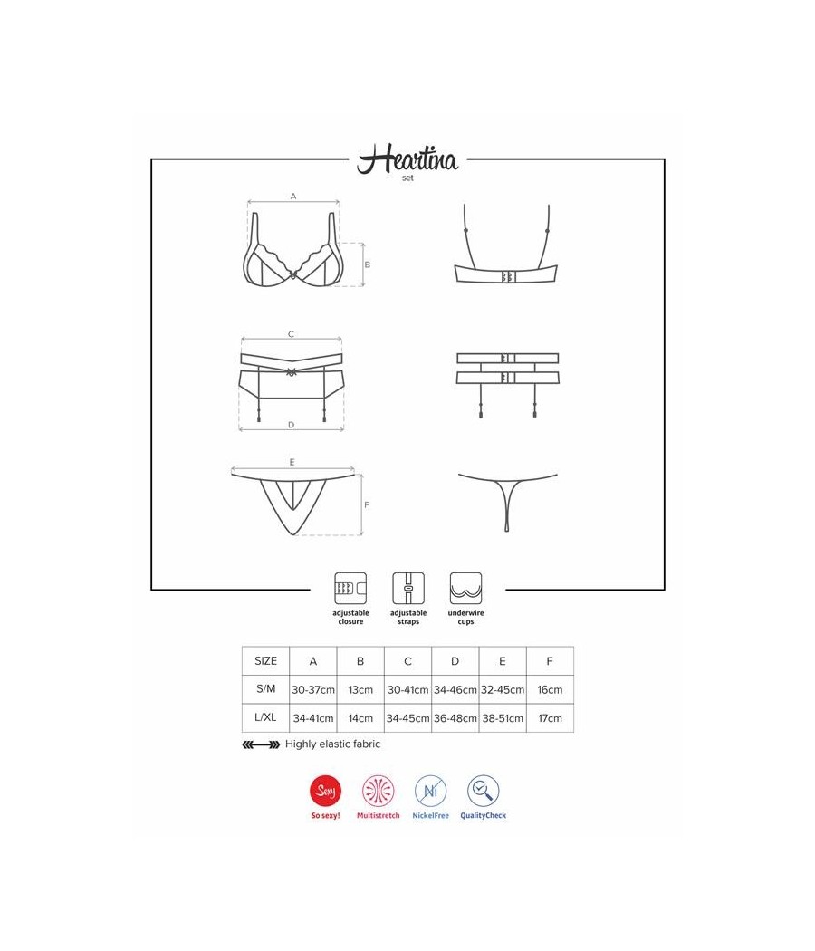 Heartina Set 3 Pièces Noir