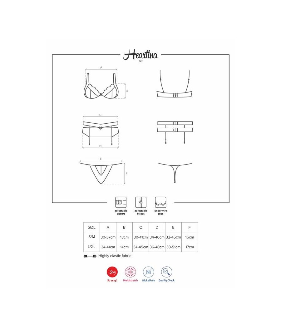 Heartina Set 3 Pièces Couleur rouge