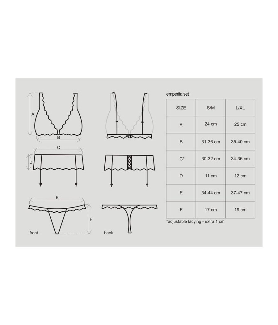 Ensemble Emperita soutien-gorge, porte-jarretelles et string Noir