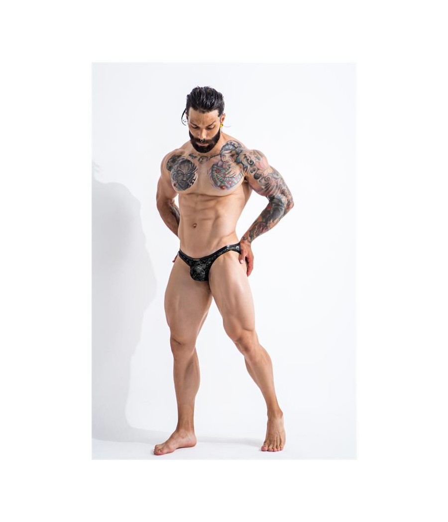 L4CE01 Slip noir avec dentelle