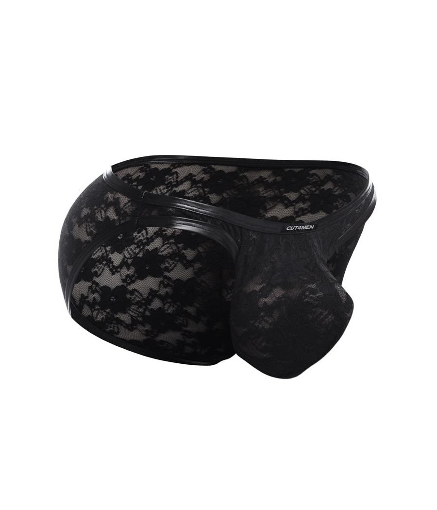 L4CE01 Slip noir avec dentelle