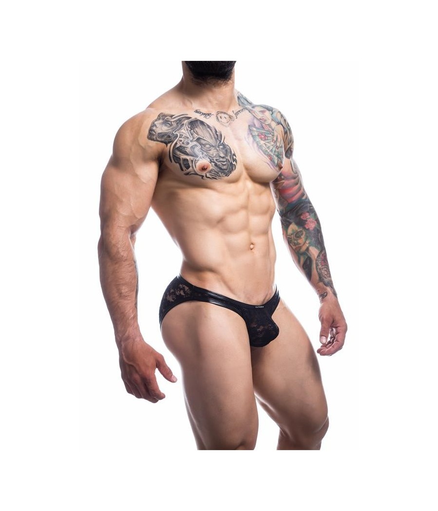 L4CE01 Slip noir avec dentelle