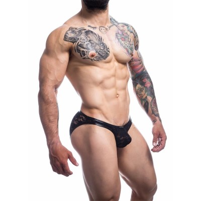 L4CE01 Slip noir avec dentelle