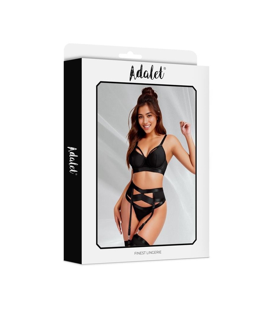 Ensemble Audrey soutien-gorge, string, porte-jarretelles noir