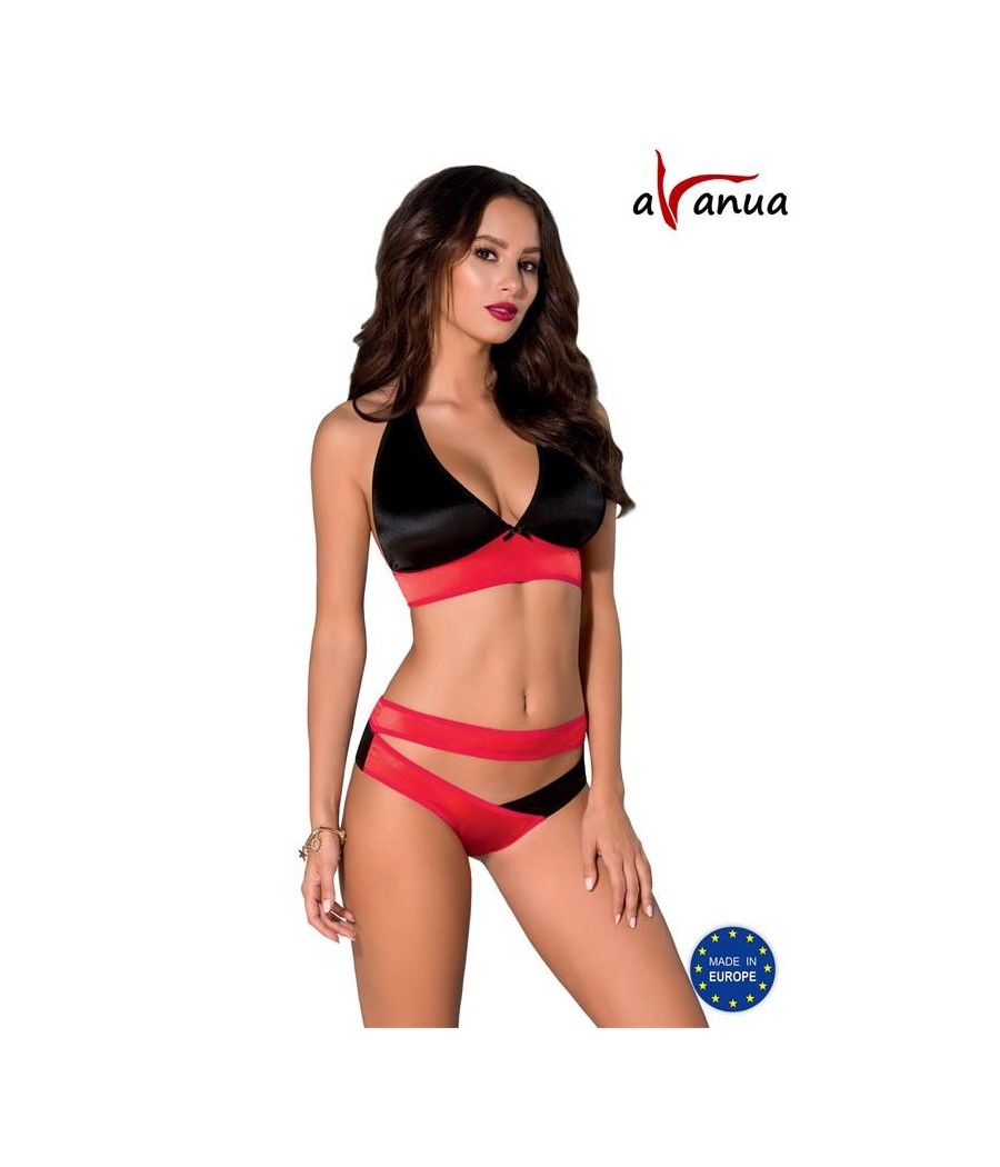 Ensemble HARPER soutien-gorge et string rouge/Noir