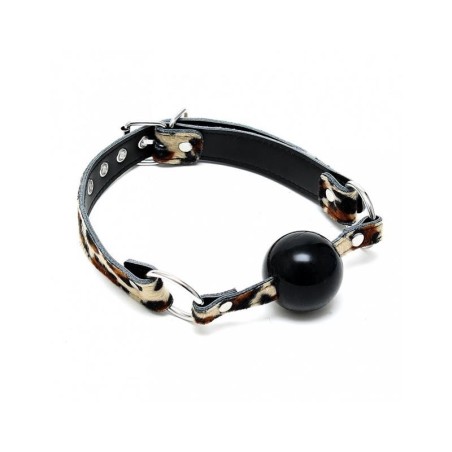 baillon avec imprimé léopard cuir et silicone 44mm