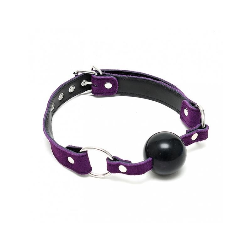 baillon cuir et silicone violet