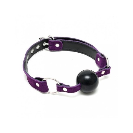 baillon cuir et silicone violet