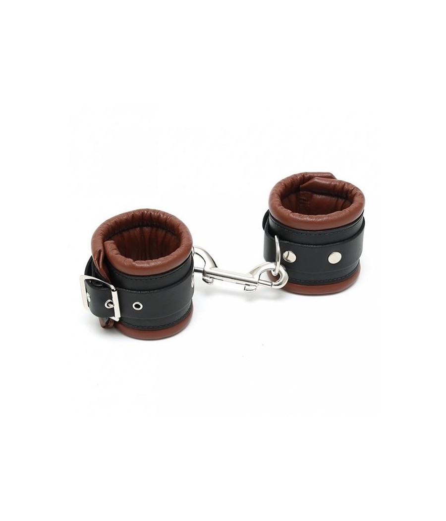 menottes cuir noir et Marron 7cm