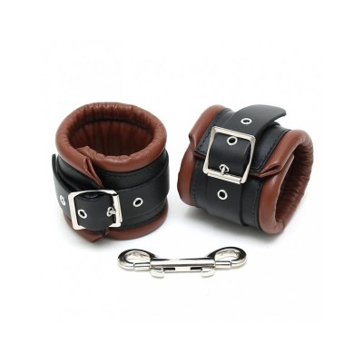 menottes chevilles cuir noir et Marron 7cm