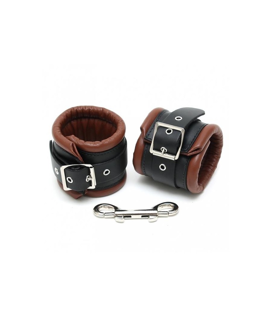 menottes pour pieds cuir noir et Marron 7cm