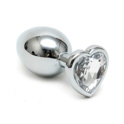 Plug Anal acier Inox Cristal coeur transparent