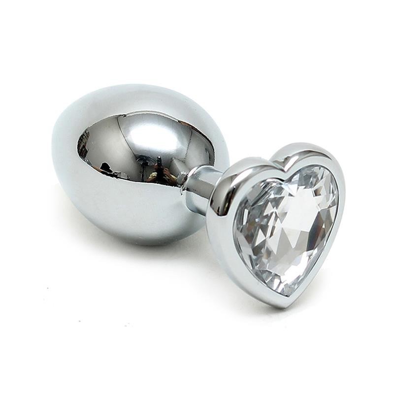 Plug Anal acier Inox Cristal coeur transparent